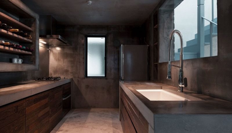 Minimalist Kitchen Design Ideas with Concrete Wall