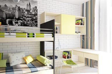 Modern Fresh Teen Room with Bunk Beds