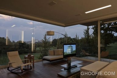 Amazing Living Room Design with Glass Wall and Luxurious Interior
