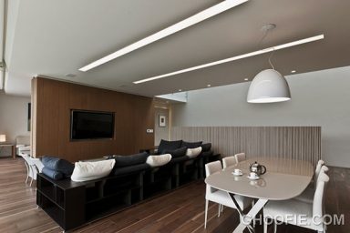 Cool Living Area Design Ideas with Wooden Divider