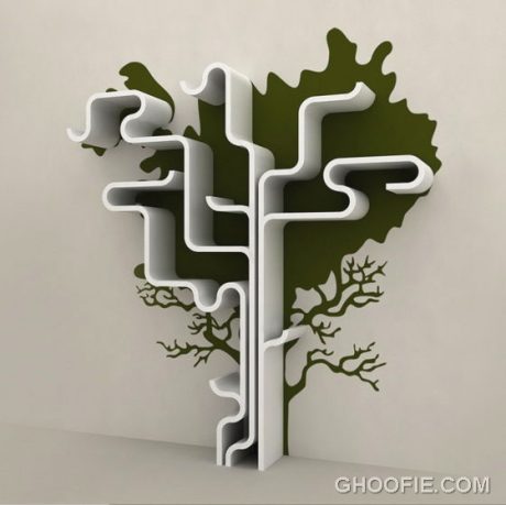 Creative Tree Shelves Shape Design