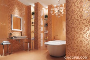 Luxury Gold Bathroom with Chandelier