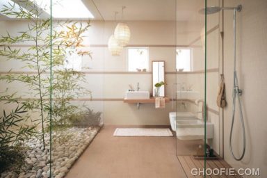 Modern Japanese Bathroom Design with Bamboo Decor