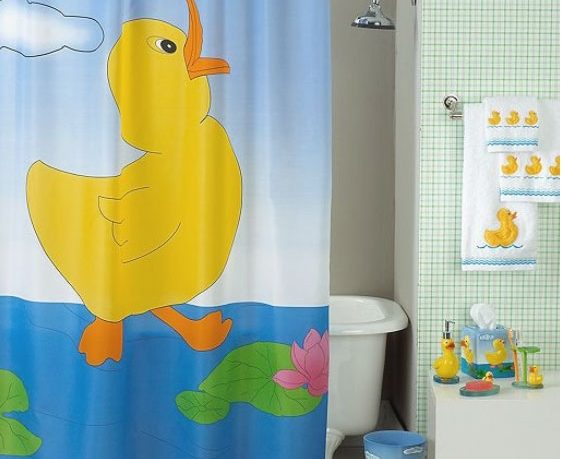 Funny Duck Shower Curtain For Kids Bathroom