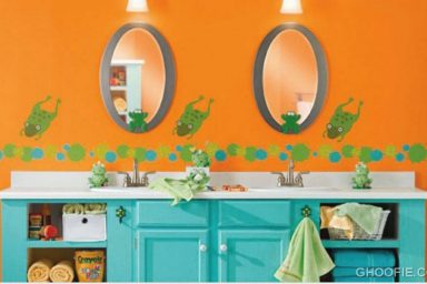 Orange Wall Color Kids Bathroom Decorations