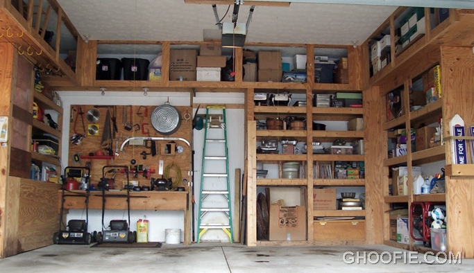 Garage storage shelves