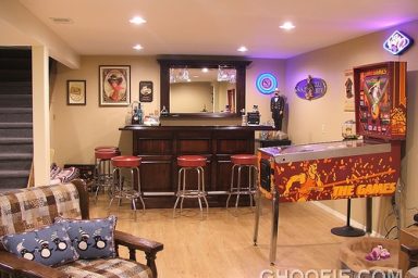 Home bar in basement