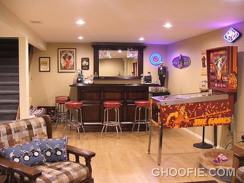 Home bar in basement