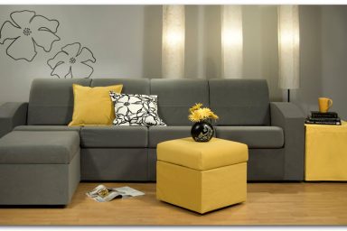 Amazing Contemporary Grey Small Sectional Sofa Yellow Coffee Table