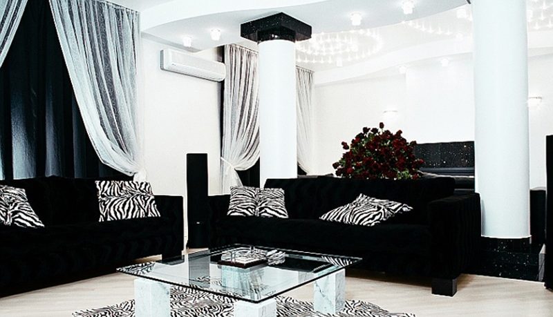 Luxurious black sofa living room