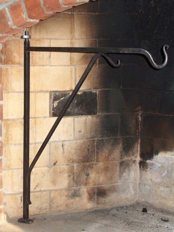 Classic Fireplace Exposed Brick Black Iron Cooking Fireplace Crane
