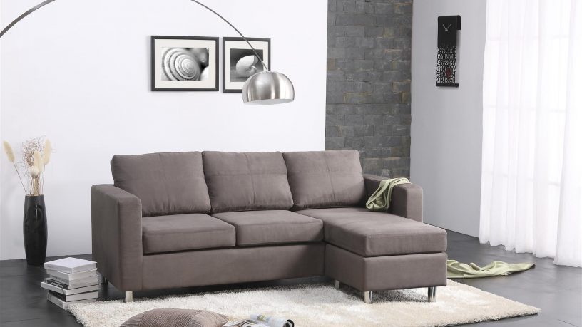 Fabulous Contemporary Gray Color Small Sectional Sofa Design