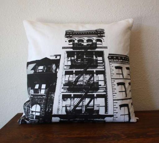 Black and white New York themed pillow