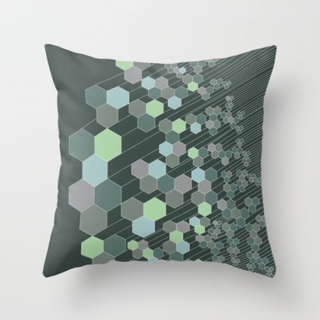 Green checked throw pillow