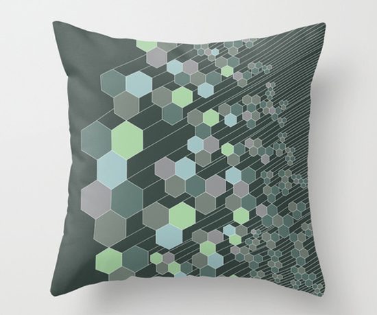 Green checked throw pillow
