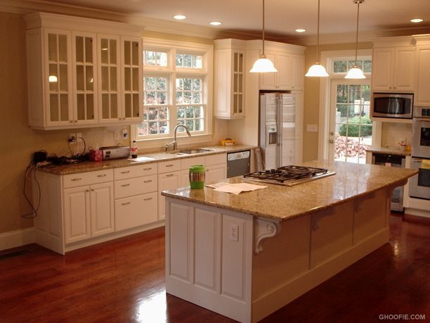 Clean classic kitchen with white cabinets