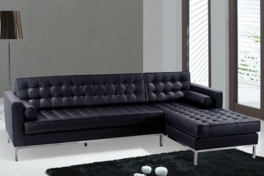 Modern black sectional sofa and couch