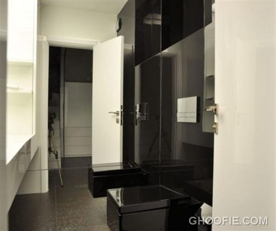 Modern toilet - black and white apartment