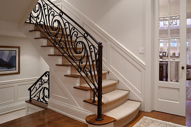 Swirling custom stairway railing