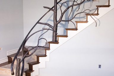 Tree style banister stairway railing