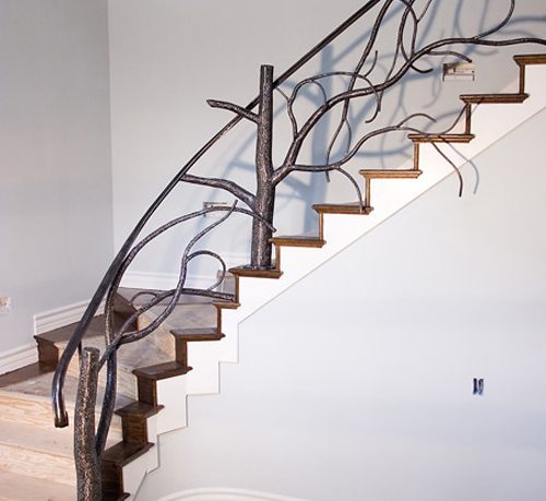 Tree style banister stairway railing