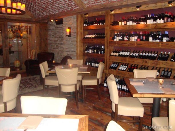 Wine rack and bar in basement