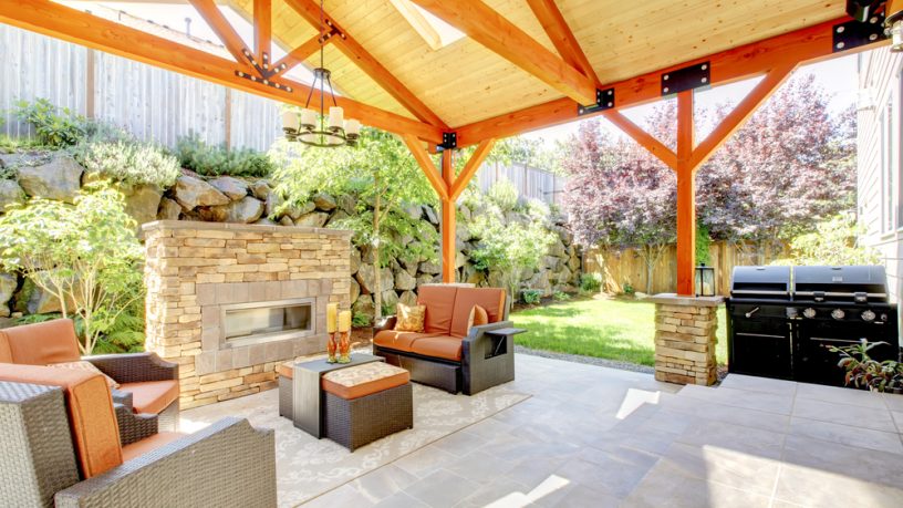 Amazing patio with grill and fireplace