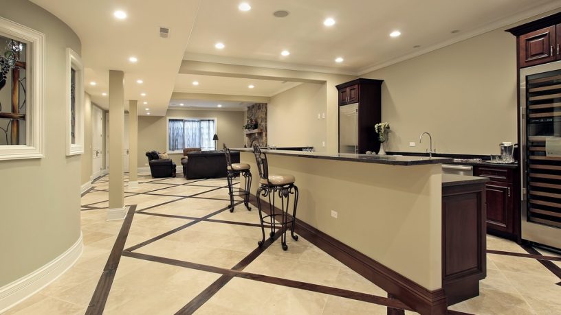 Basement ideas with kitchen and marble