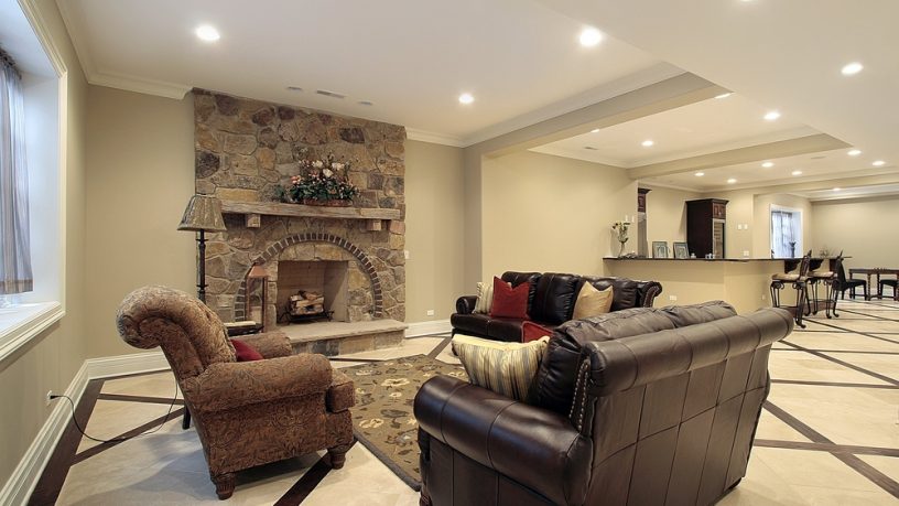 Luxurious basement with open marble