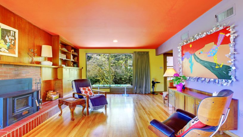 Orange and purple colorful living room