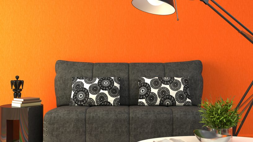 Orange room with colorful rug