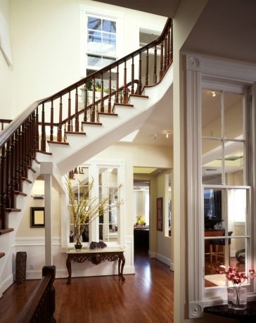 Simple entry way will elegant railing