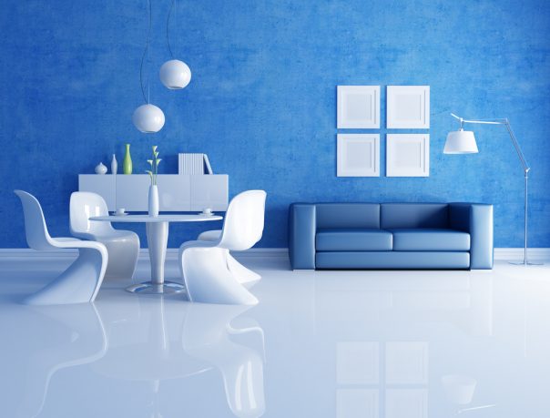 Unique blue futuristic dining room