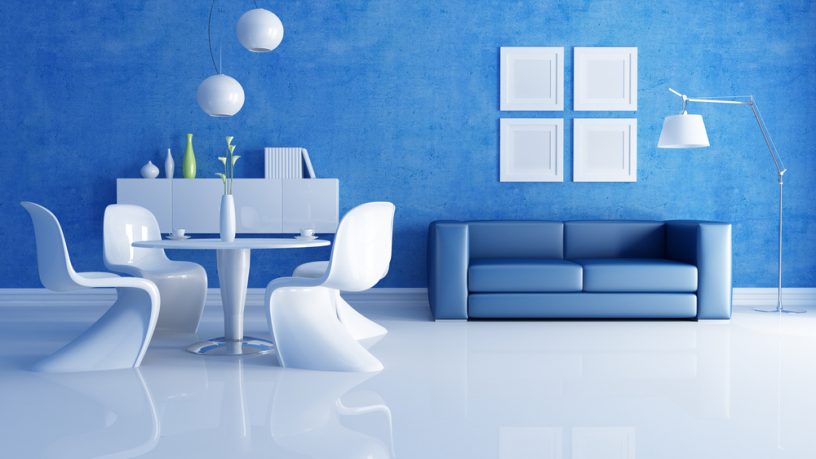 Unique blue futuristic dining room