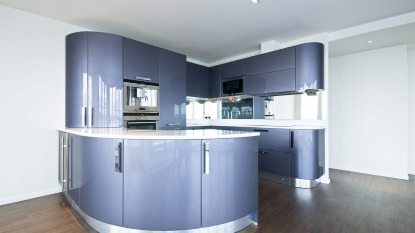 Modern futuristic purple kitchen
