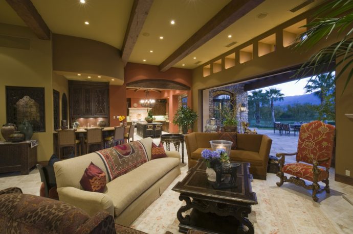 California living room with view