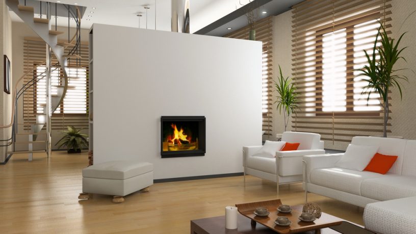 Modern living room fireplace