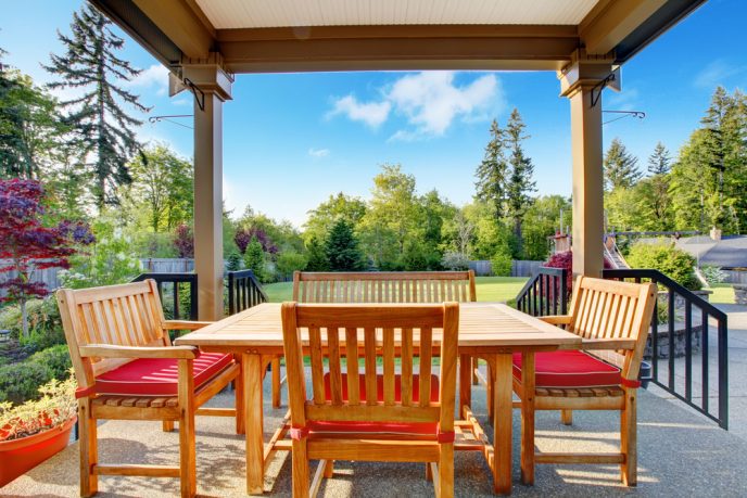 Summer backyard with roof