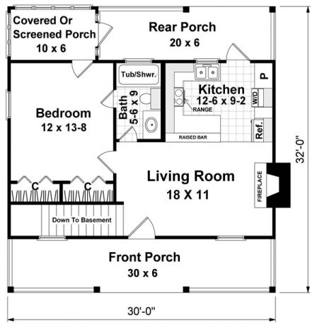 Small house plan with porches