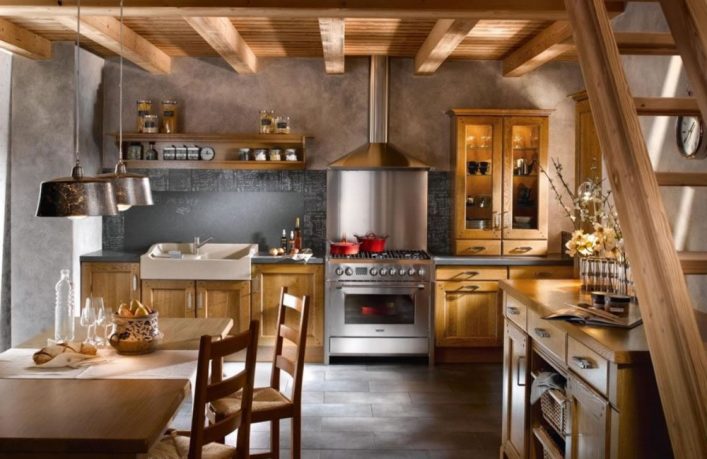 Old rustic country wood kitchen